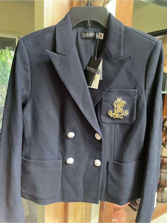 Lauren Ralph Lauren Jackets & Blazers - Lauren Ralph Lauren Navy Double-Breasted Crest Patch Blazer